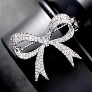 Beautiful Pave Sparkling Bow Brooch